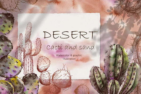 Desert Cacti & Sand Texture Template