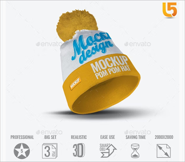 Pom Pom Hat Mock-Up Template