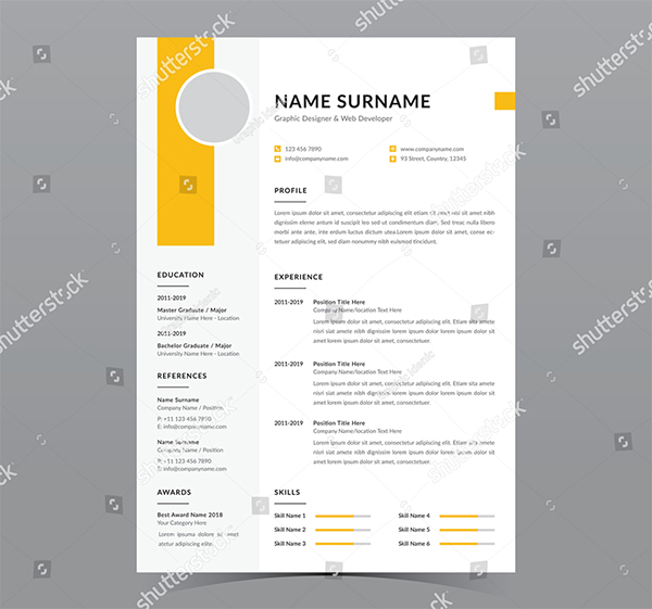 Professional Resume Template Vector Design Professional Resume Template Vector Design