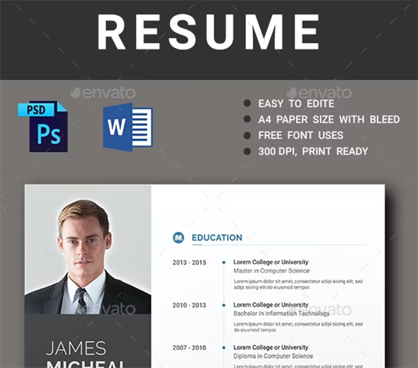 Resume CV Template Design Resume CV Template Design