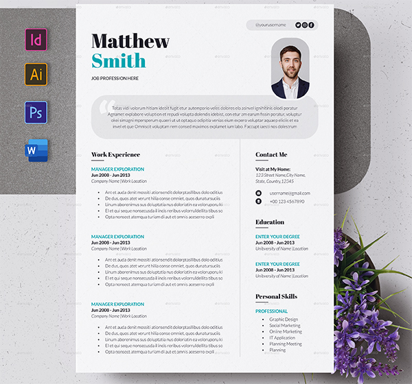 Modern Resume or CV Template