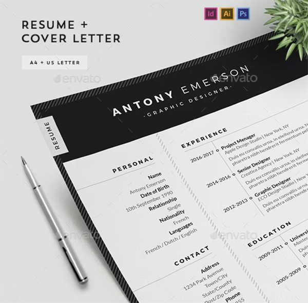 Resume CV InDesign INDD Template