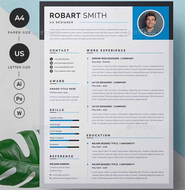 Resume CV Illustrator Template