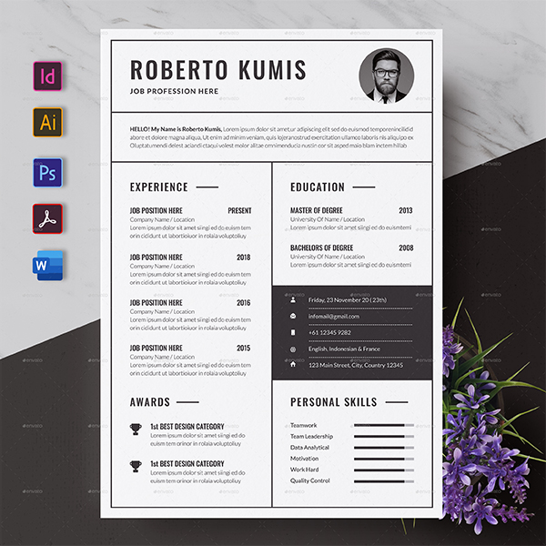 Monochrome Resume CV Template