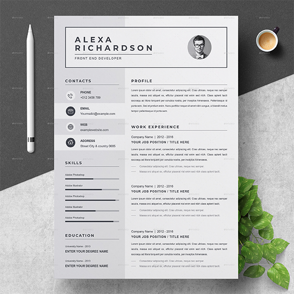 Resume EPS, AI Illustrator CV Template