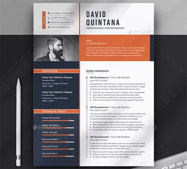 Modern Resume CV Template Design