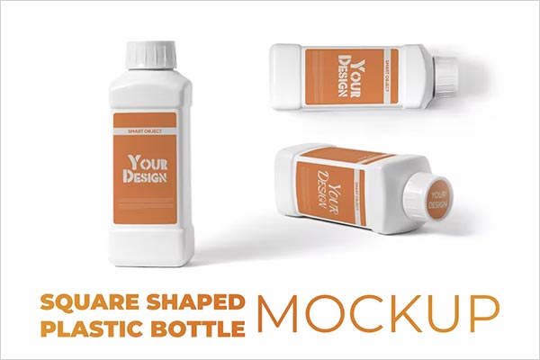 Square Shaped Plastic Bottle Mockups Square Shaped Plastic Bottle Mockups