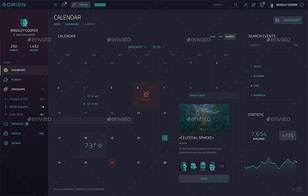 Orion Sci-Fi Dashboard Template