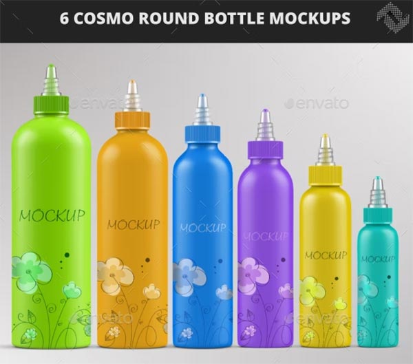 Cosmo Round Twist Top Cap Bottle Mockups