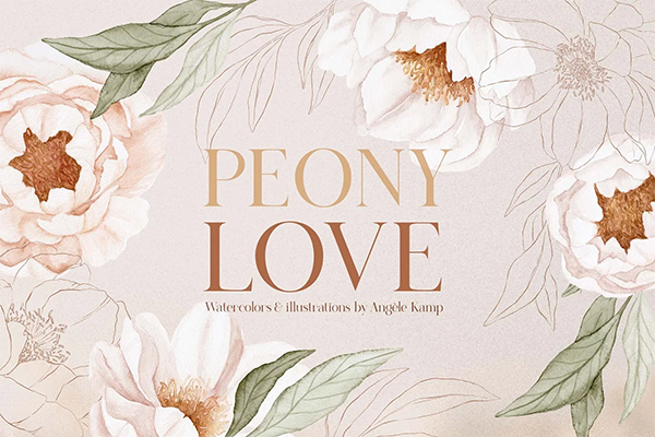 Wedding Peony Love watercolor patterns Wedding Peony Love watercolor patterns