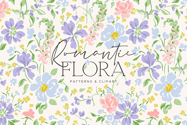 Wedding Romantic Flora Patterns & Clipart Template Wedding Romantic Flora Patterns & Clipart Template