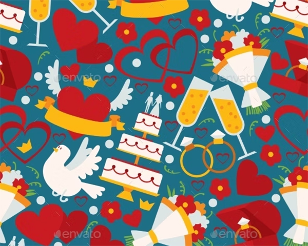 Wedding in Seamless Pattern Vector Template Wedding in Seamless Pattern Vector Template