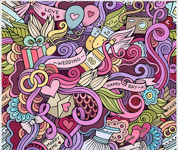 Wedding Doodles Seamless Patterns Design Wedding Doodles Seamless Patterns Design