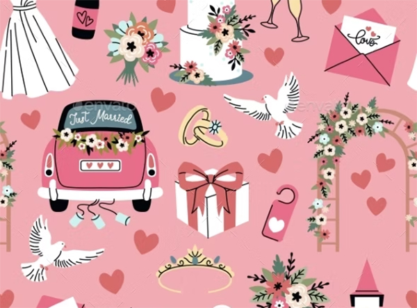 Cartoon Wedding Seamless Pattern Cartoon Wedding Seamless Pattern