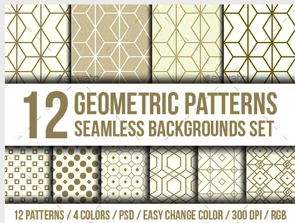 Geometric Patterns Seamless Backgrounds Set