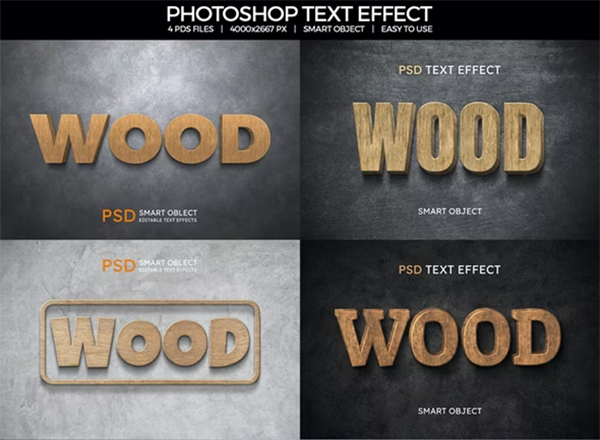 WOOD Text PSD Effect Style