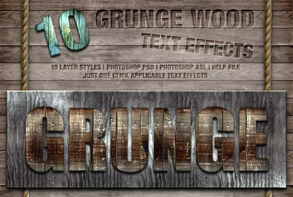 Grunge Wood Styles & Wooden Text Effects