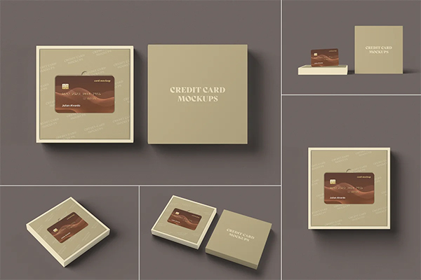 Credit Card with Box Mockups