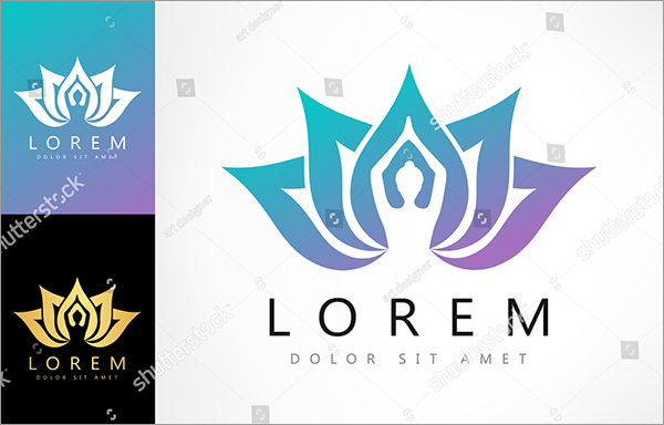 Yoga Lotus Flower Logo Template