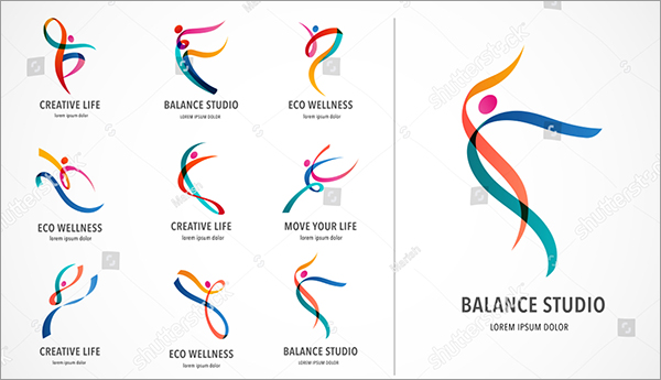 Abstract People Yoga Logo Design