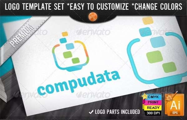 Pixel Circuits Service Data Computer Logo Designs