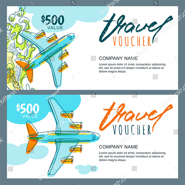 Vector Gift Travel Voucher Design Template