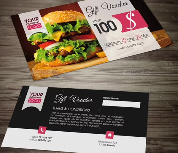Food Gift Voucher Photoshop Template