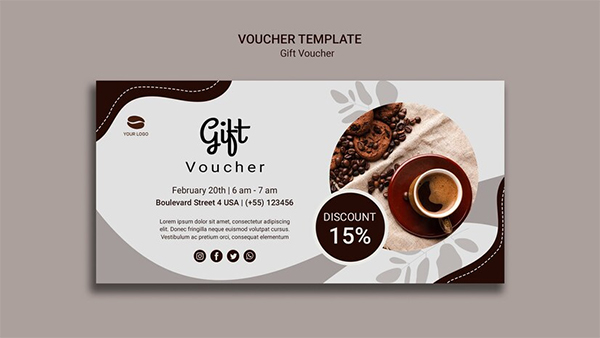 Free PSD Cafe Gift Voucher Template