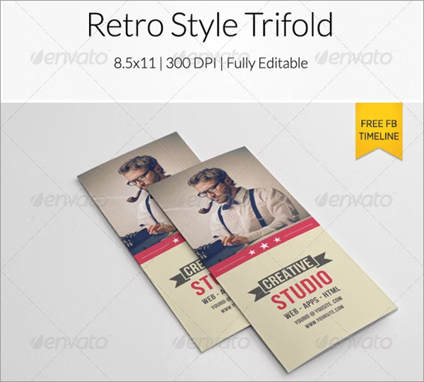 Retro Style Trifold Brochure Template