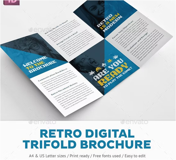 Retro Digital Trifold Brochure Template