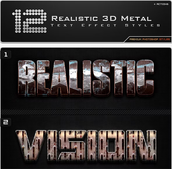 Realistic 3D Metal Styles Actions Realistic 3D Metal Styles Actions