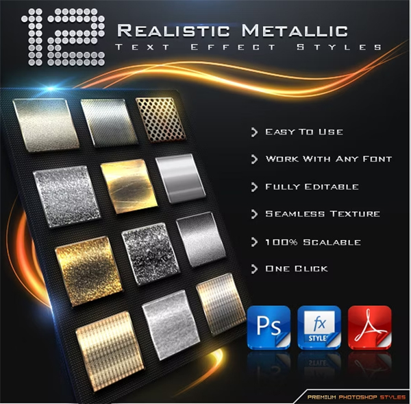 Realistic Metallic Photoshop Texture Styles Realistic Metallic Photoshop Texture Styles