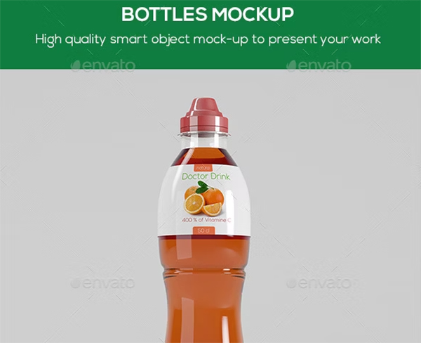Energy Drink Plastic Bottles Mockup
