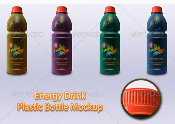Energy Drink Plastic Bottle Mockup