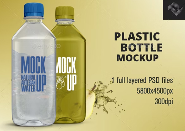 Plastic Water Bottle PSD Mockup