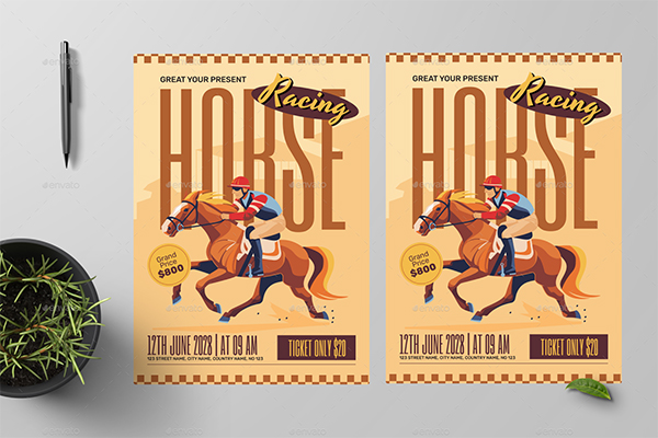 Horse Race AI Illustrator Flyer Template