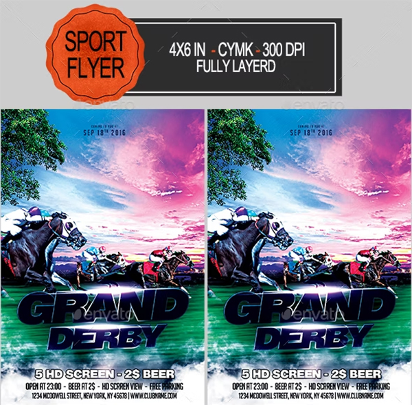 Grand Derby Horse Racing Flyer Template