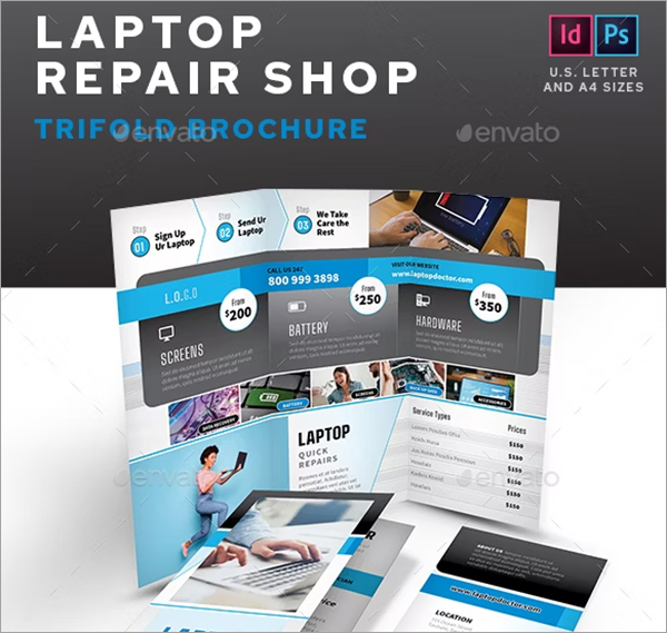 Laptop Repair Shop Trifold Brochure