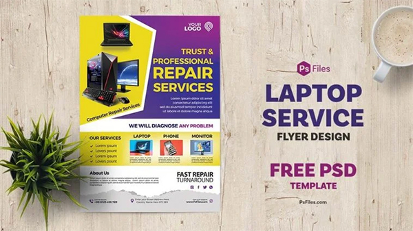 Free PSD Laptop Repair & Brochure Template