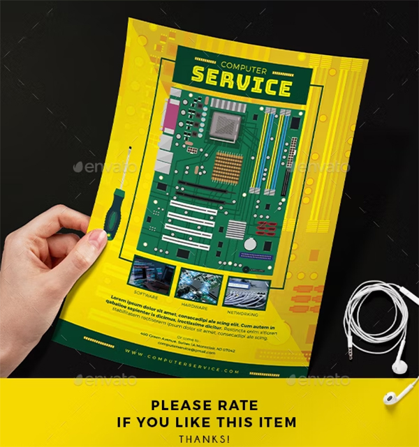 Computer Service Flyer & Brochure Template