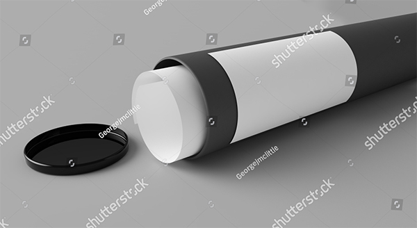 Grey Cardboard Tube 3D Rendering Mockup