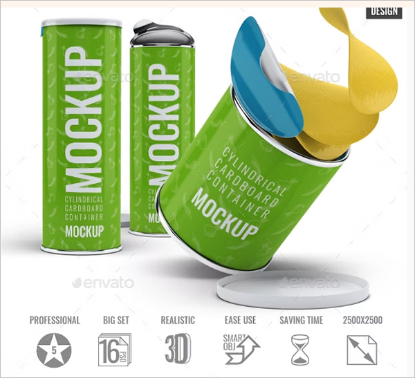 Cylindrical Cardboard Box Mock-Up