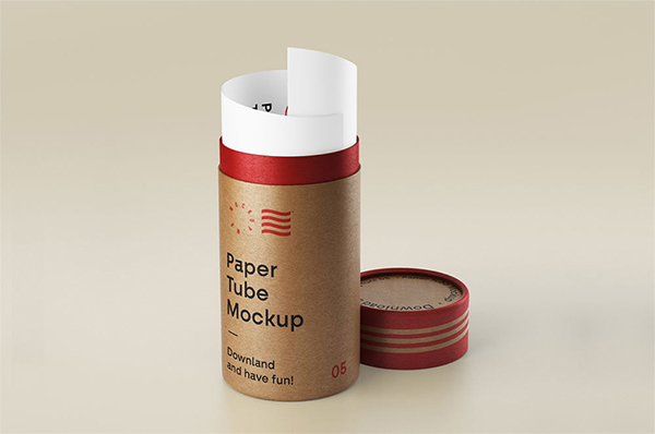 Free PSD Cardboard Tube Mockup Design