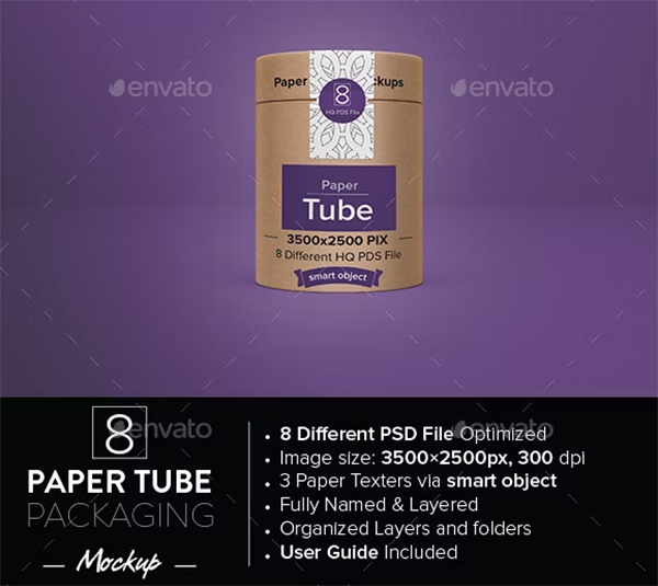 Cardboard Paper Tube Packaging Mockup