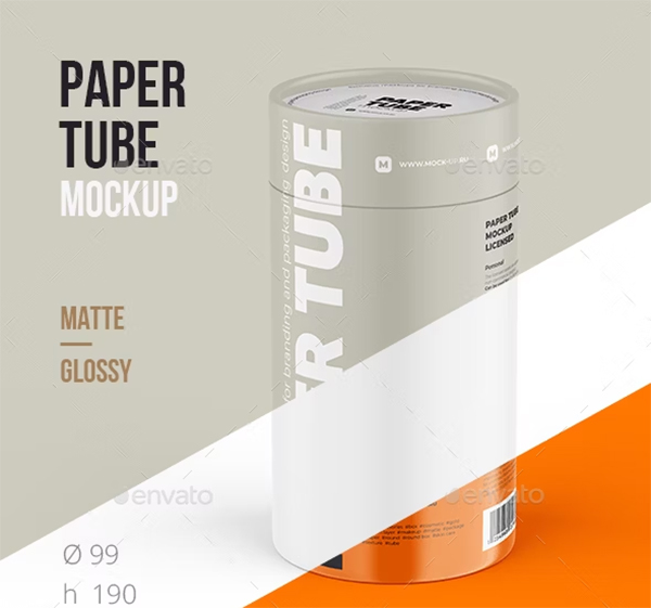 Closed Paper Tube Mockup