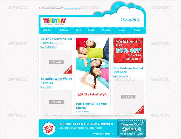 Kids Style Ecommerce Email Newsletter Templates