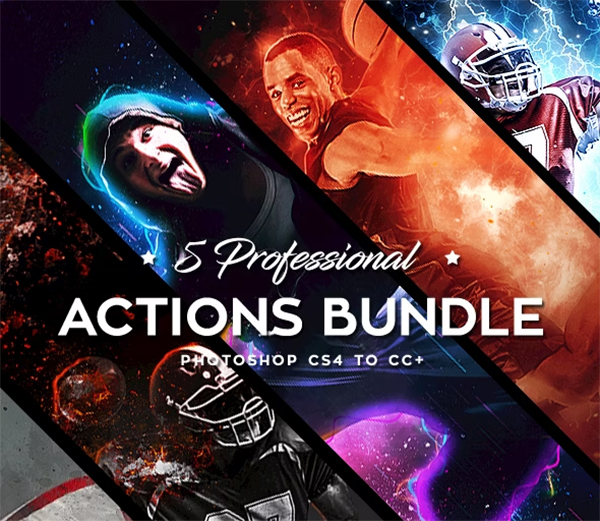 Five Photoshop Actions Bundle Design