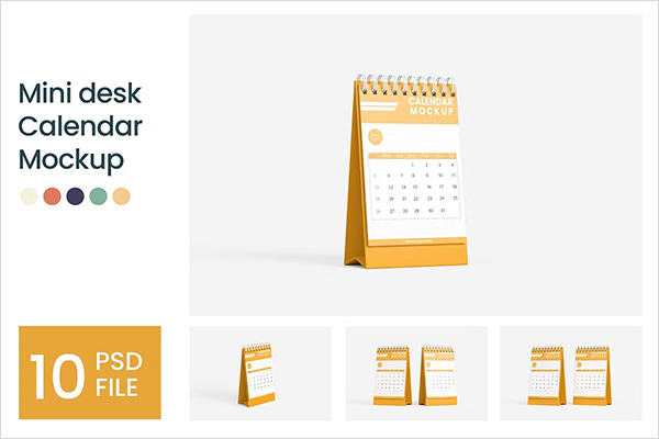 Mini Desk Calendar Mockup