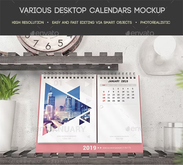 Various Desktop Calendars Mockup