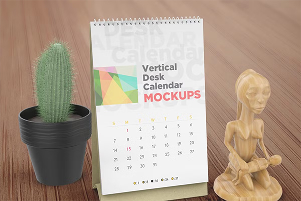 Vertical Desk Calendar Mockups